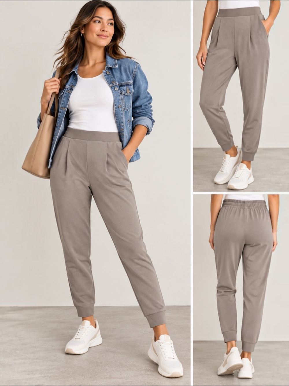 Avia ScubaKnit Pleat Jogger Pants Women XL 16-18 Grey Fog Modal Stretch